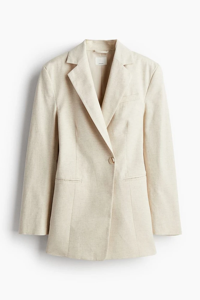 Fitted-waist Linen-blend Blazer