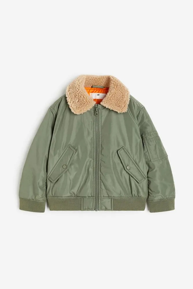 Bomber Jacket with Teddy Fleece Collar