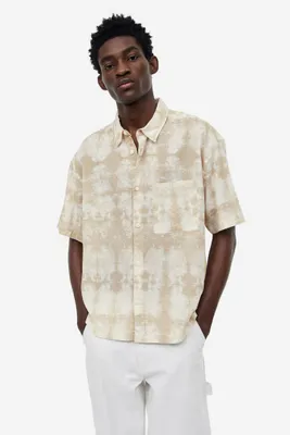 Relaxed Fit Short-sleeved Linen-blend Shirt