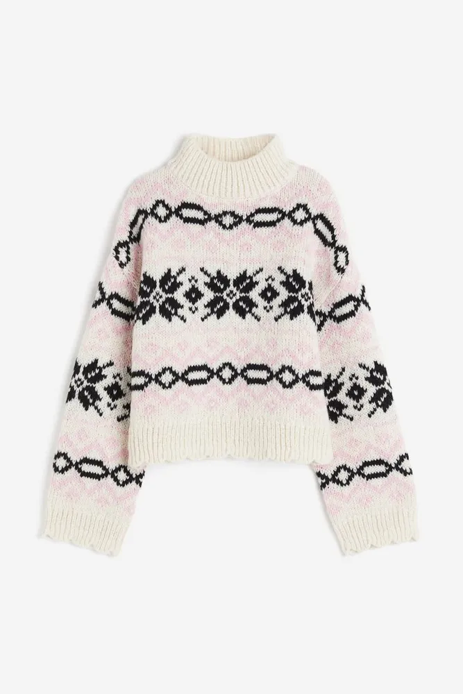 Jacquard-knit Mock Turtleneck Sweater