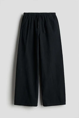 Wide-leg Linen-blend Pull-on Pants