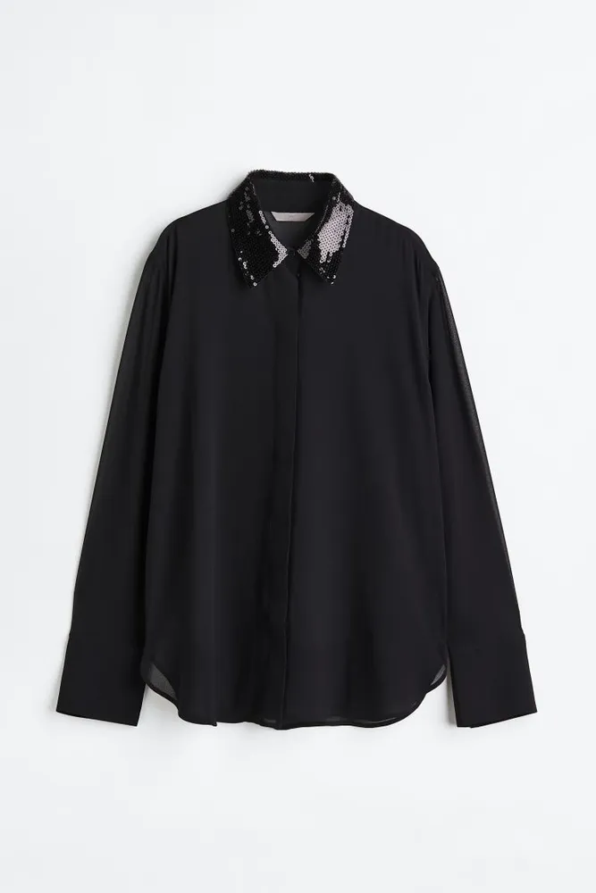 H&M Sequin-collared Shirt