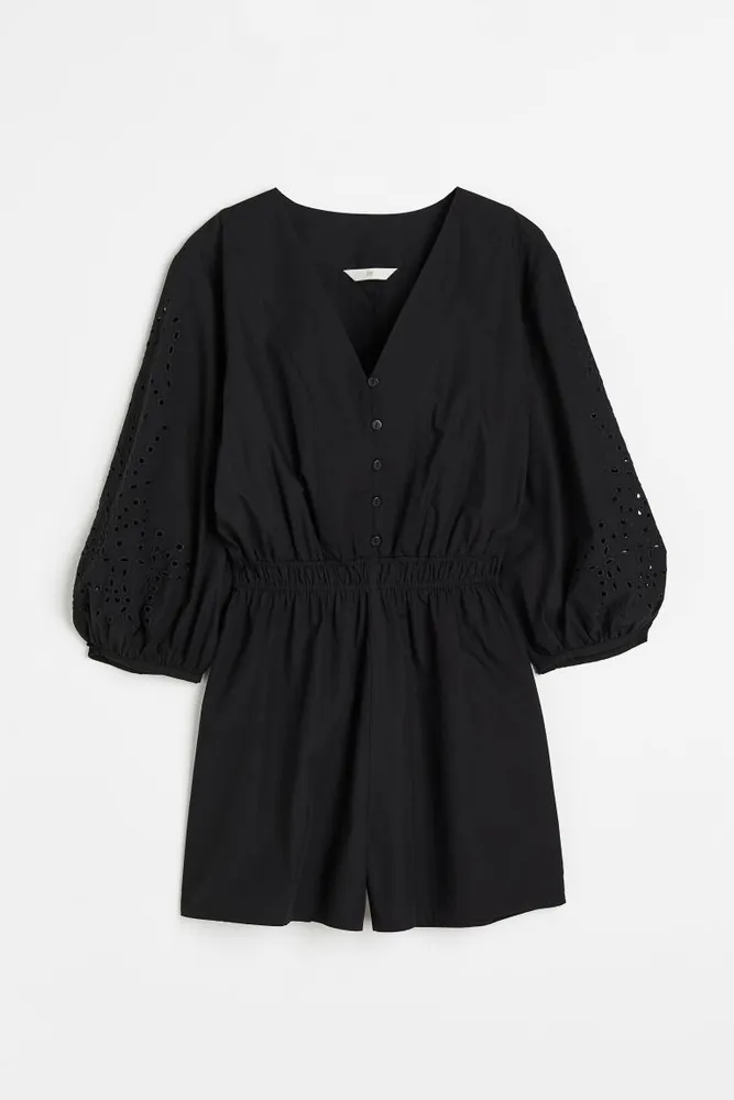 Romper with Eyelet Embroidery