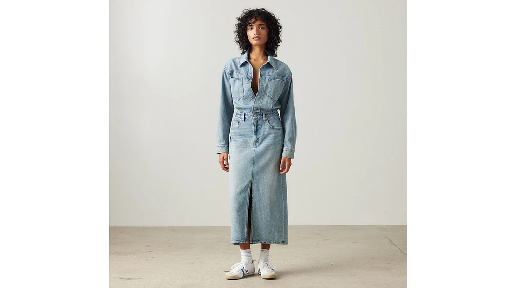 Denim Midi Shirt Dress