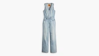 Denim Vest Wide Leg Jumpsuit