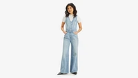 Denim Vest Wide Leg Jumpsuit