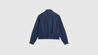 Lightweight Pleated Blouse Trucker Jacket