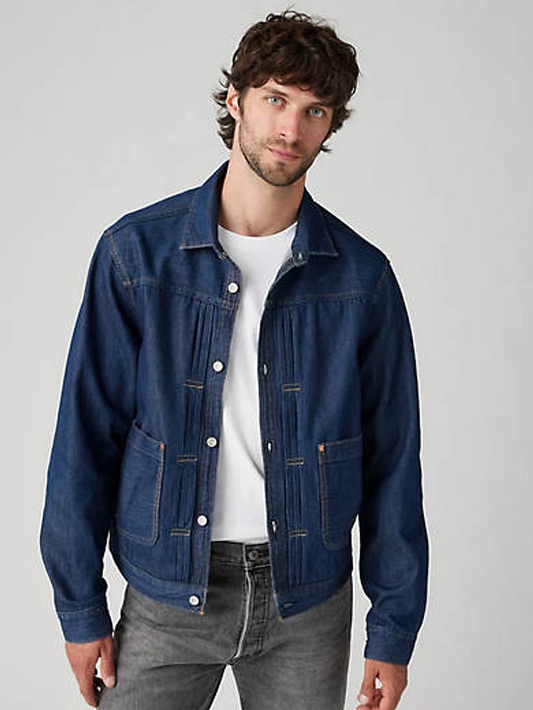 Lightweight Pleated Blouse Trucker Jacket