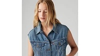 Shrunken '90s Linen+ Denim Lightweight Vest