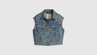 Shrunken '90s Linen+ Denim Lightweight Vest