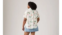 Darlene Linen Blend Short Sleeve Shirt (Plus)