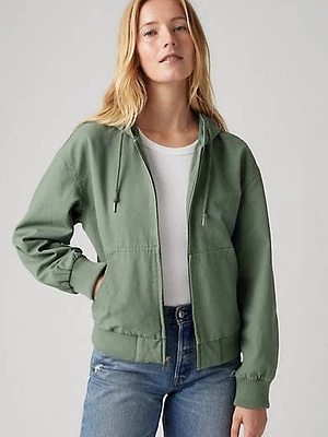 Relaxed Hooded Bomber Jacket