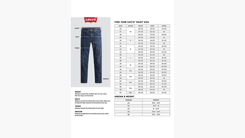 Waist Size Levis Jeans Ladies Size Chart Levis Size Jeans