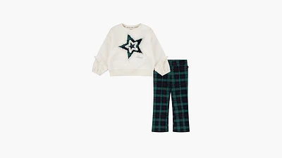 Star Oversized Crewneck and Flared Pants Set Little Girls 4-6X