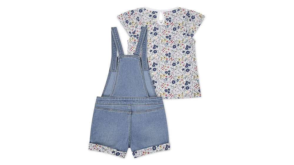 Rolled Cuff Shortall & Tee Little Girls 4-6X