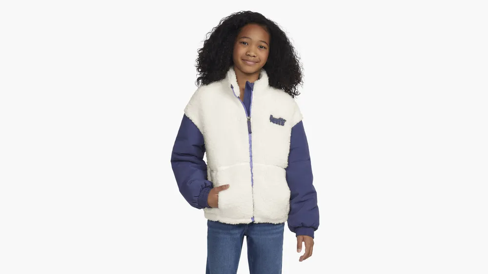 Boxy Fit Sherpa Trucker Jacket Big Girls S-XL