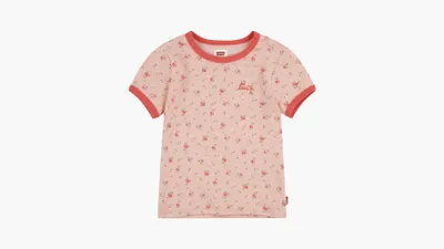 Short Sleeve Meet and Greet Ditsy Floral Ringer Tee Little Girls 4-6x