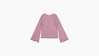 Ribbed Bell Sleeve Striped Top Big Girls 7-16