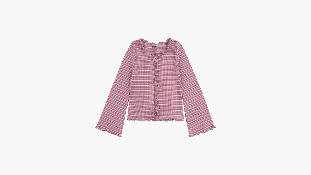 Ribbed Bell Sleeve Striped Top Big Girls 7-16