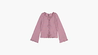 Ribbed Bell Sleeve Striped Top Big Girls 7-16