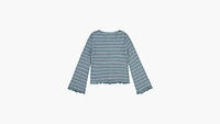 Ribbed Bell Sleeve Striped Top Big Girls 7-16