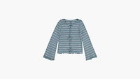 Ribbed Bell Sleeve Striped Top Big Girls 7-16