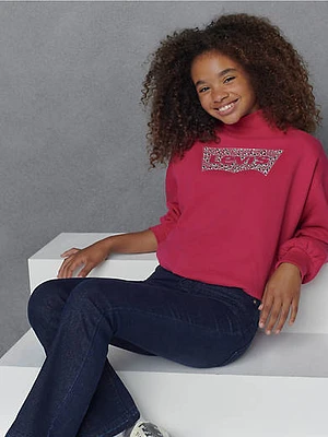 Mockneck Bubble Sleeve Crewneck Big Girls 7-16