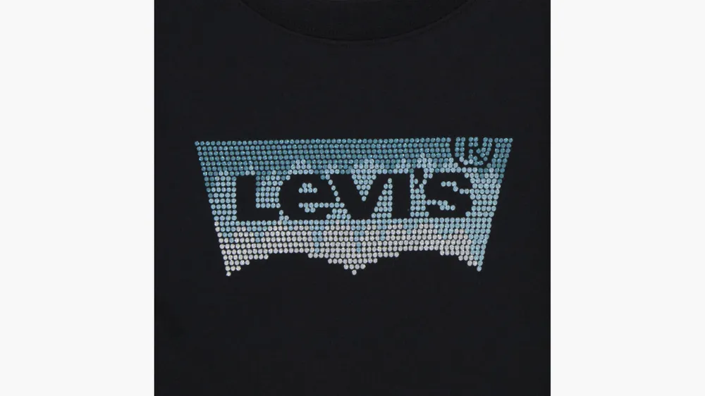 Levi's® Glitter Batwing Logo Long Sleeve T-Shirt Little Girls 4-6x