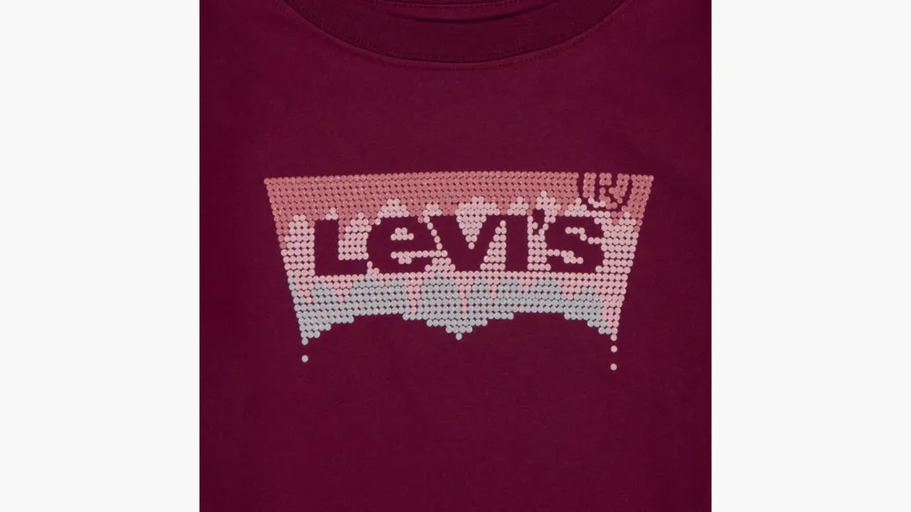 Levi's® Glitter Batwing Logo Long Sleeve T-Shirt Little Girls 4-6x