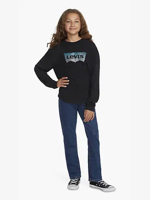 Levi's® Glitter Batwing Logo Long Sleeve T-Shirt Big Girls 7-16