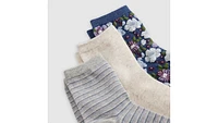 Textured Floral Crew Cut Socks