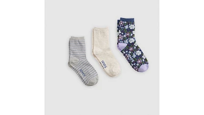 Textured Floral Crew Cut Socks