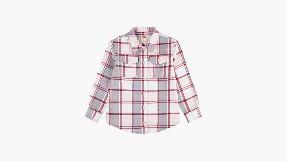 Oversized Plaid Shacket Big Girls 7-16