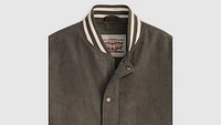 Faux Suede Varsity Jacket