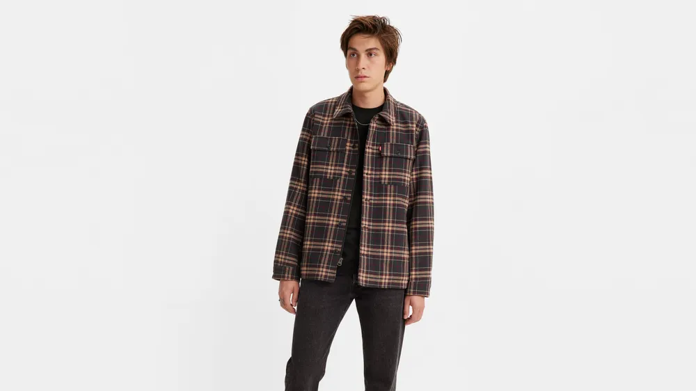 Cotton Plaid Quilted Lining Shacket