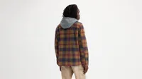 Cotton Plaid Sherpa Lined Fleece Hoodie Jacket