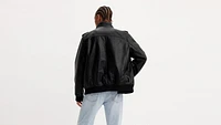 Faux Leather Aviator Bomber Jacket