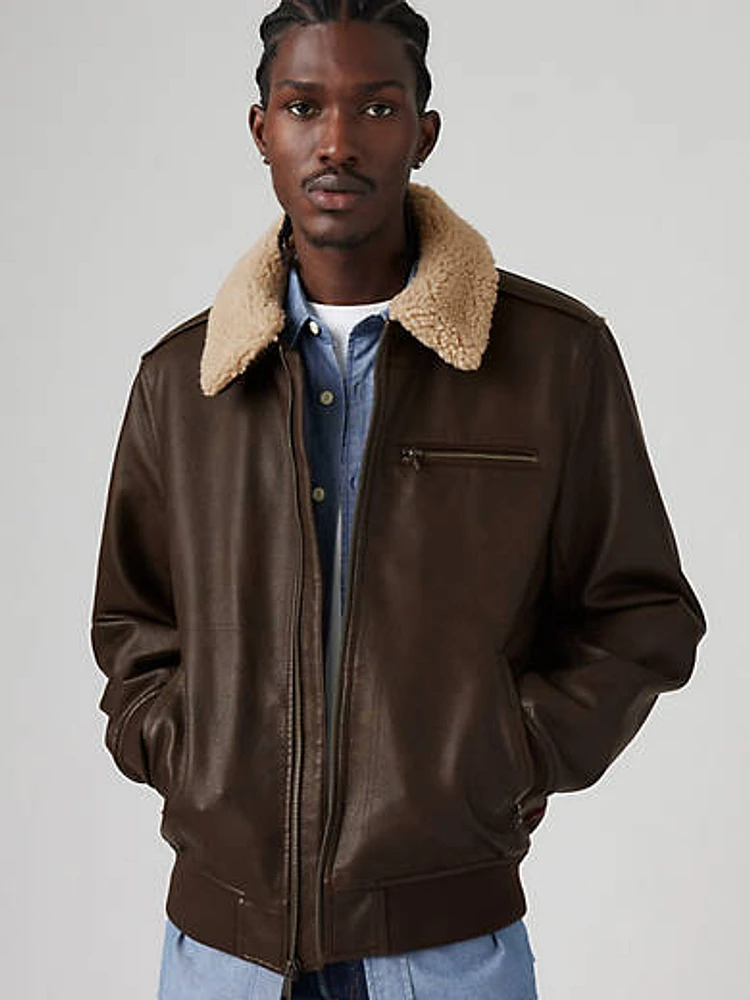 Aviator Bomber Jacket with Sherpa Collar