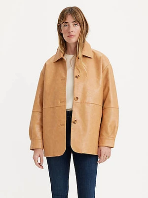 Faux Leather Vintage Blazer Jacket
