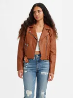 Belted Faux Leather Moto Jacket