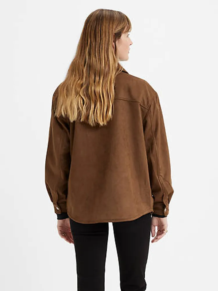 Faux Suede Shirt Jacket