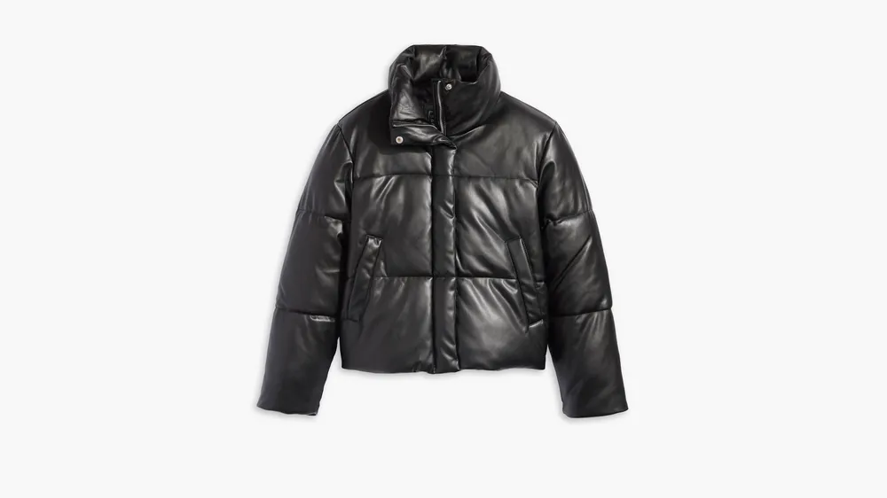 Faux Leather Puffer Jacket