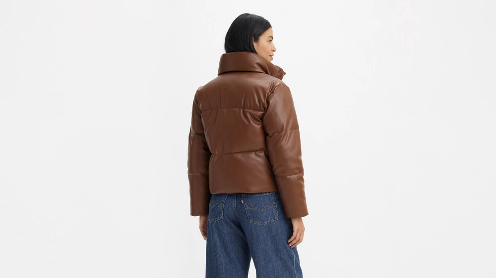 Faux Leather Puffer Jacket