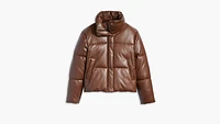 Faux Leather Puffer Jacket