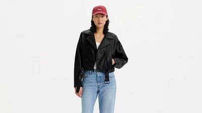 Belted Crop Moto Jacket