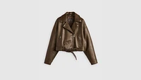 Belted Crop Moto Jacket