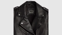 Longline Faux Leather Moto Jacket