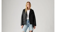 Longline Faux Leather Moto Jacket