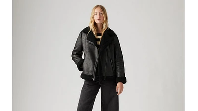 Faux Shearling Moto Jacket