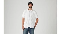 Short Sleeve Sunset Cotton Linen One Pocket Shirt